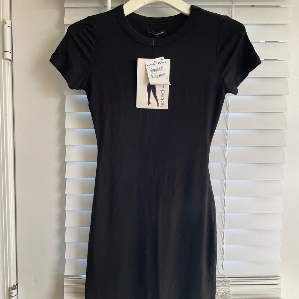 NWT Naked Wardrobe Black Short Sleeve Bodycon Dress